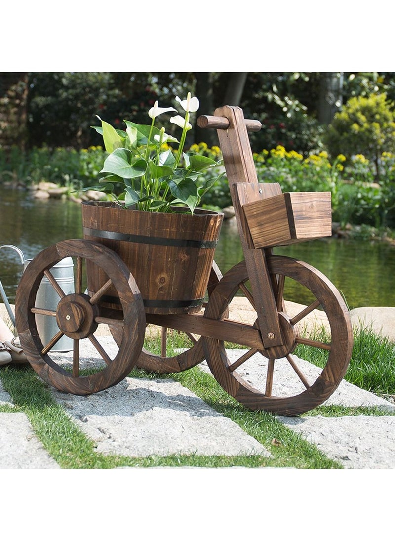 Wooden Flower Pot Tricycle Shaped Plant Stand Flower Bucket Fleshy Display Shelving Sturdy Storage Rack For Home Garden Office