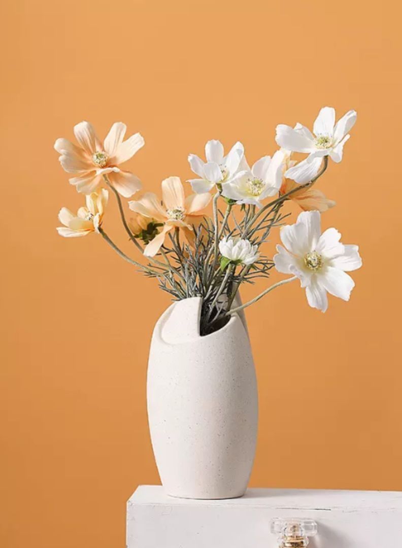 Set of 2 Ceramic Shell Vases | Nordic, Boho, Modern Minimalist Design Flower Vase for Elegant Home Décor | Living Room Centerpiece | for Flower Arrangements | Ideal Gift