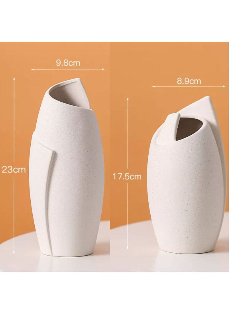 Set of 2 Ceramic Shell Vases | Nordic, Boho, Modern Minimalist Design Flower Vase for Elegant Home Décor | Living Room Centerpiece | for Flower Arrangements | Ideal Gift