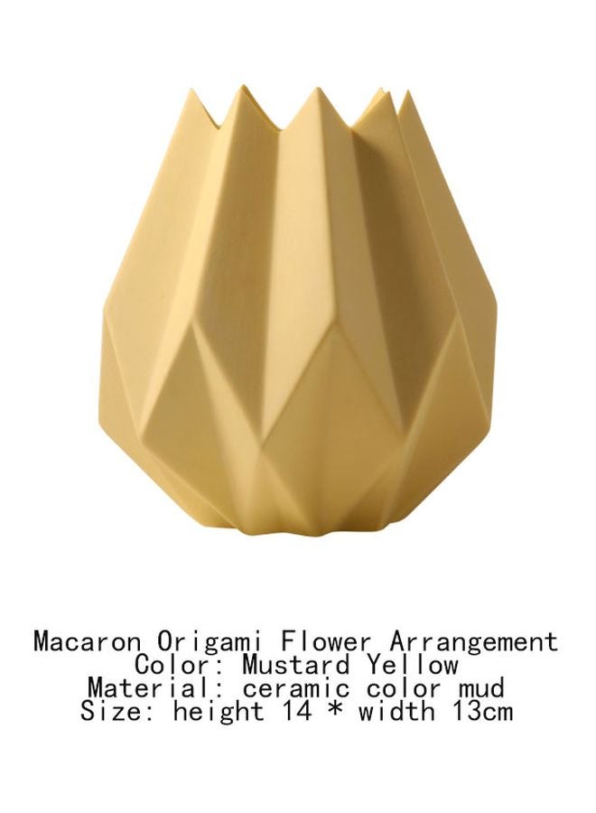 Decorative Flower Vase Mustard Yellow 14x13cm
