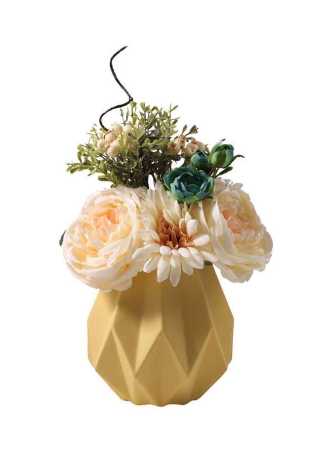 Decorative Flower Vase Mustard Yellow 14x13cm