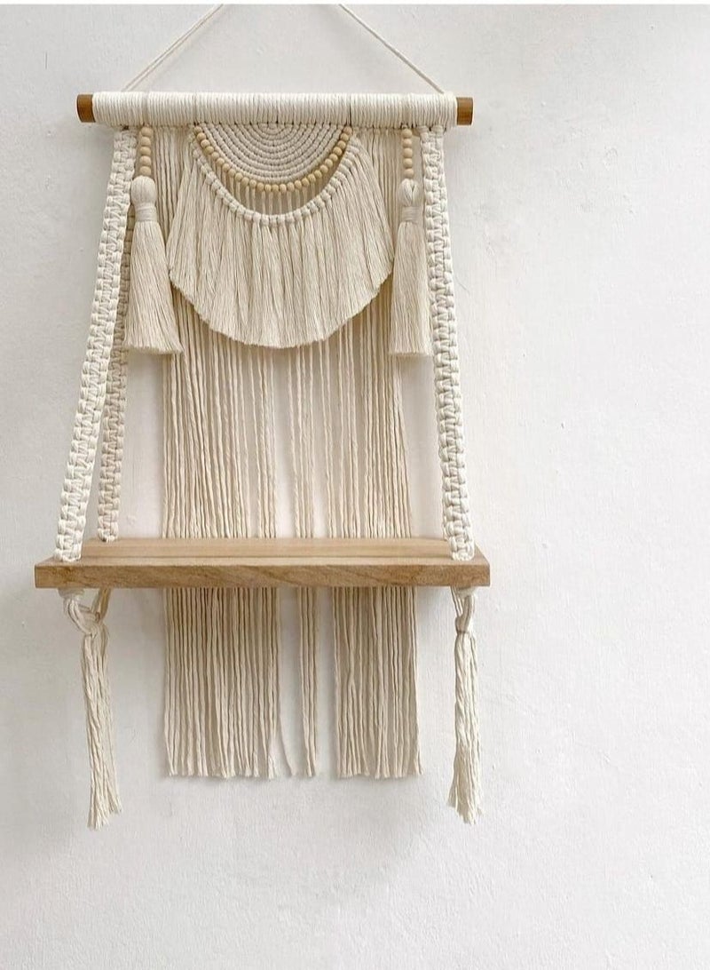 Small Macrame Wall Hanging Decor Boho Chic Bohemian Woven Home Decoration for Apartment Bedroom Living Room Gallery