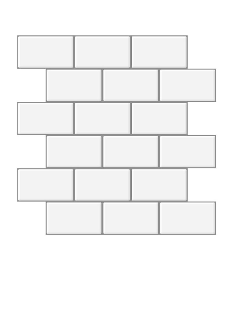 10-Sheet Peel and Stick Tile for Kitchen Backsplash 12x12 inches Off White Subway Tile with Grey Grout