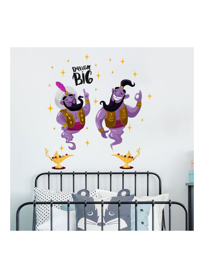 Qiangtie Cartoon Printed Wall Sticker Purple/Gold/Black 70x50centimeter