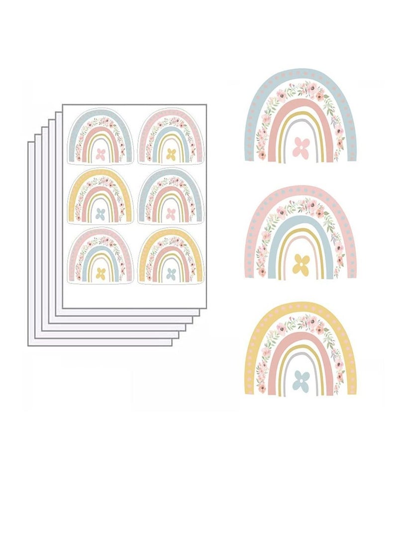 Flower Mini Rainbow Bohemian Decal, Room Decoration DIY Stickers Children's Baby PVC Wall Waterproof and Stick Mural Vinyl Kids Decor Art (6 Pieces) Multicolour