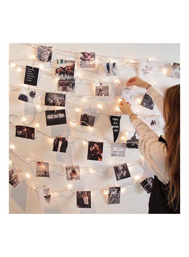 80 Leds 50 Photo Clips String Lights,Bedroom Fairy Lights For Indoor Outdoor Home Garden Decoration To Hang Card White
