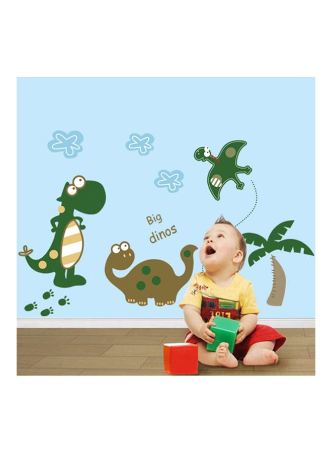 Qiangtie Cartoon Dino Printed Wall Sticker Green/Brown/Blue 70x50cm