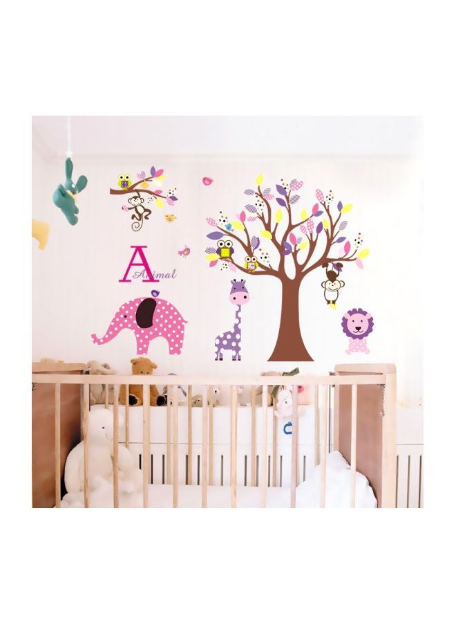 Qiangtie Animal Pattern Wall Sticker Brown/Purple/Pink 90x60cm
