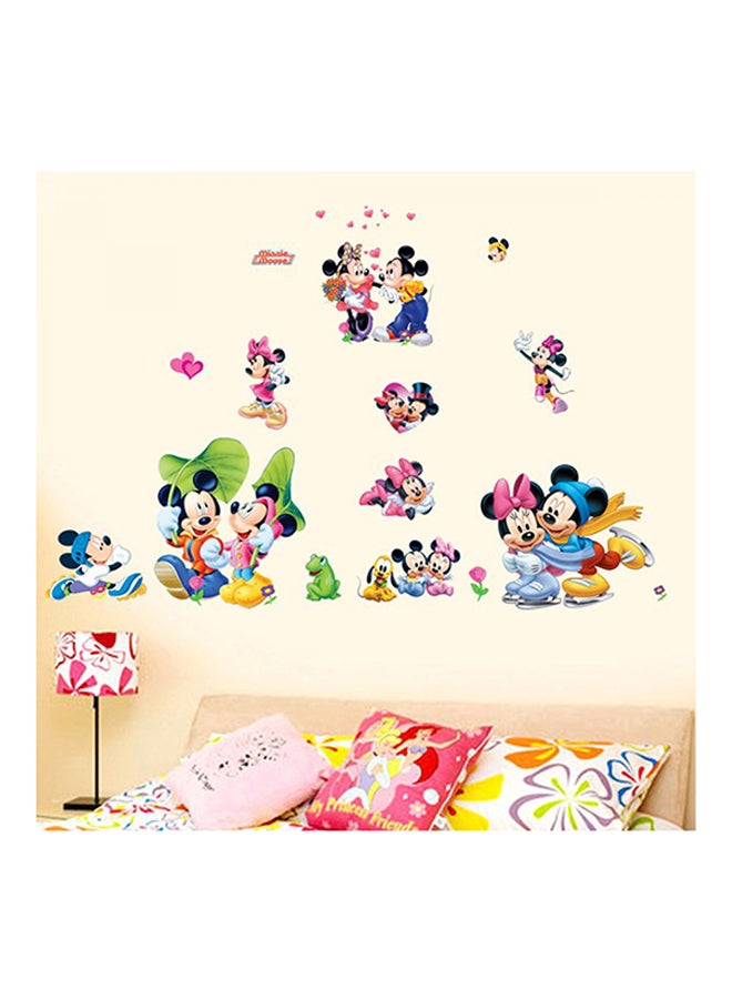 Mickey And Minnie Mouse Wall Sticker Multicolour 70x50cm