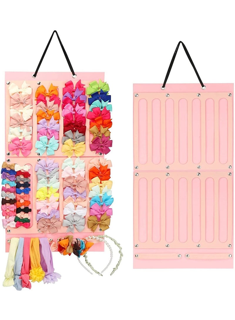 Bow Holder for Girls Hair Bows, Clips Storage Hanger w/ 16 Ribbons, Accessories Organizer, Wall Hanging Girl Room 1 Item