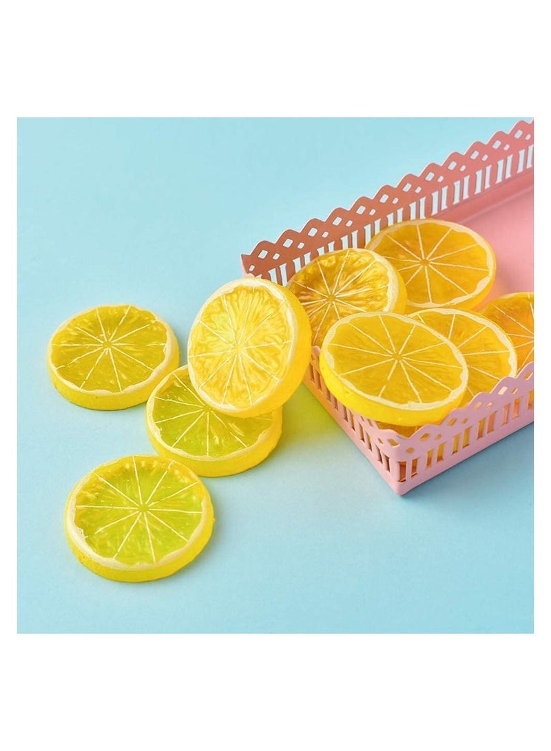 Highly realistic home party decorative model of artificial lemon slice fruit (20 yellow +10 green)