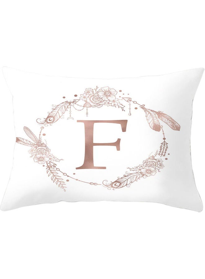 F Letters Printed Throw Pillow Cover White 30 X 50cm