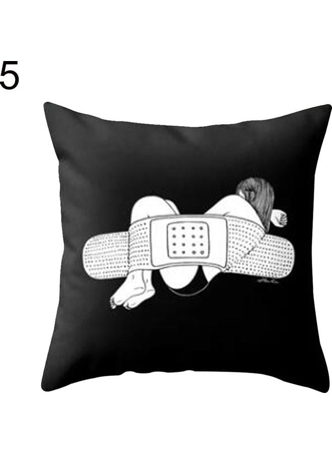 Printed Pillow Cushion Cover Black/White