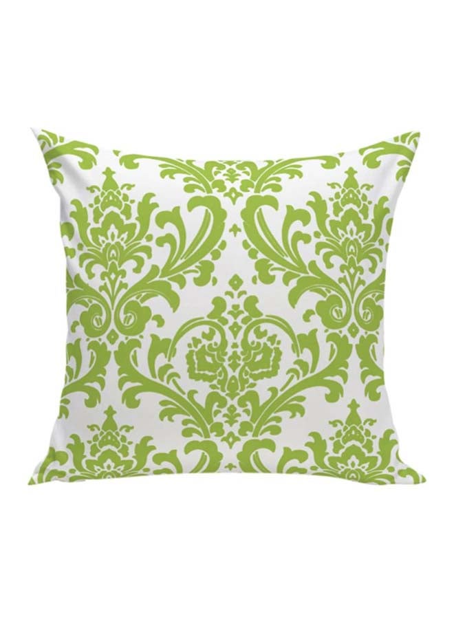 Decorative Printed Soft Pillow White/Green 45 x 45cm