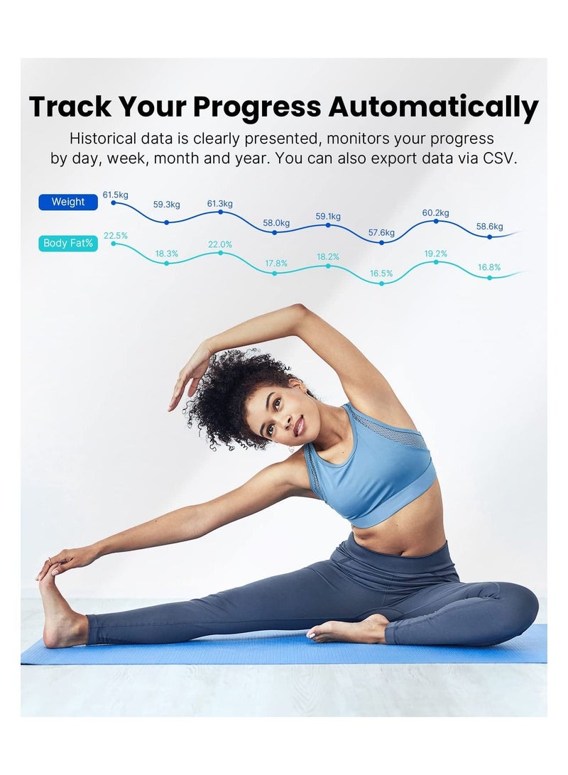 Smart Digital Scale for Body Fat with 13 Body Composition Analyzer Fitness Track Monitor With Smart App - White