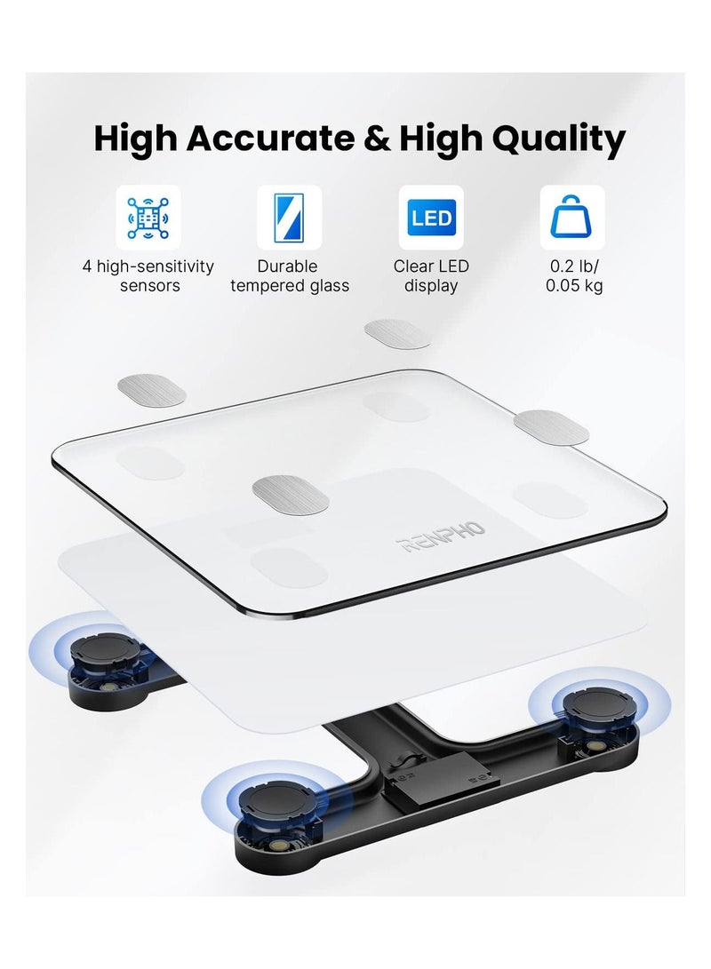 Smart Digital Scale for Body Fat with 13 Body Composition Analyzer Fitness Track Monitor With Smart App - White
