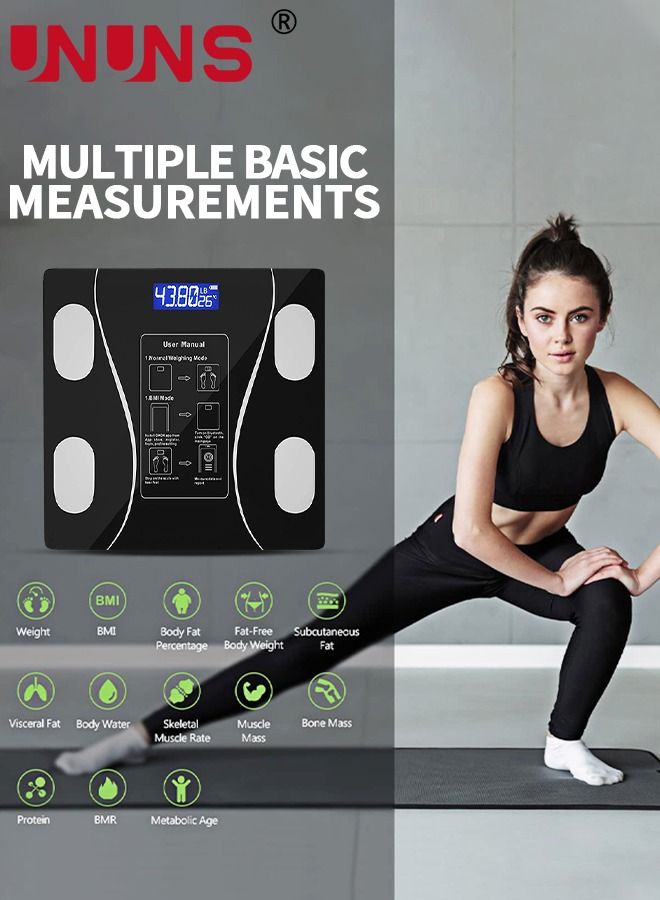 Electronic Weight Scale,Wireless Intelligent Digital Tempered Glass Body Fat Scale,Body Composition Analyzer With Smartphone Application And Bluetooth Synchronous Scale