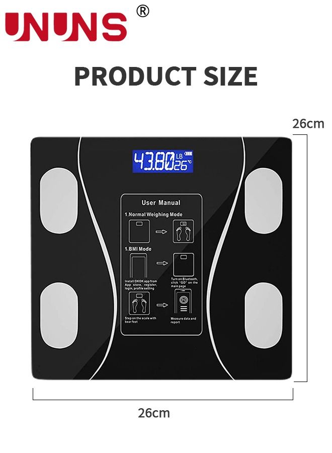 Electronic Weight Scale,Wireless Intelligent Digital Tempered Glass Body Fat Scale,Body Composition Analyzer With Smartphone Application And Bluetooth Synchronous Scale