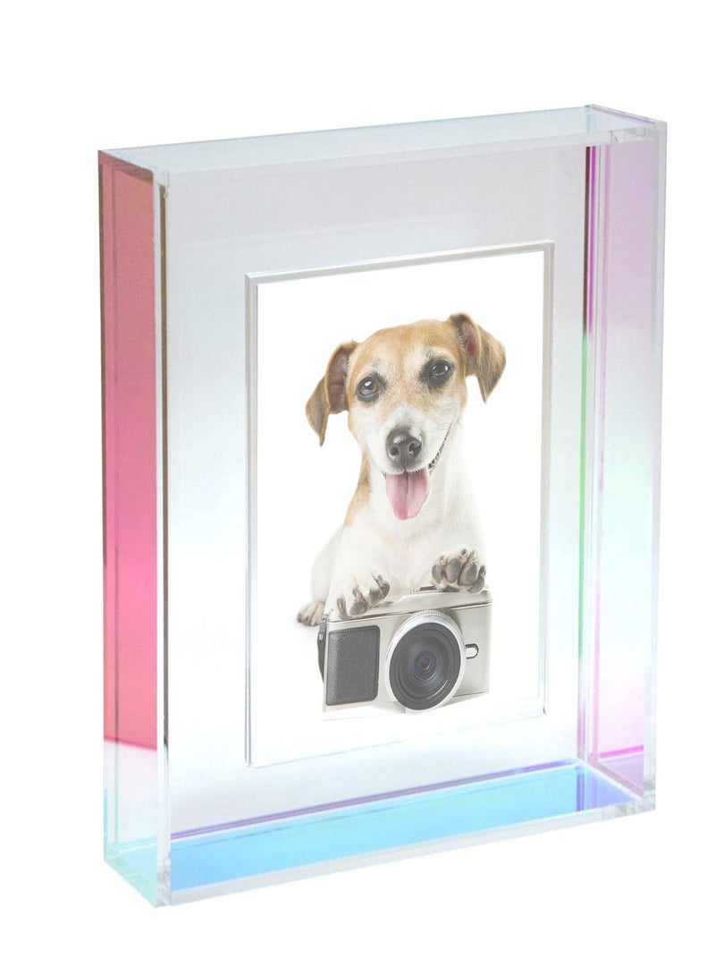 Acrylic Photo Frame 22 x 17 cm (8.7 x 6.7 inch), Double Sided Picture Frame with Magnetic, Clear Frameless Desktop Photo Block