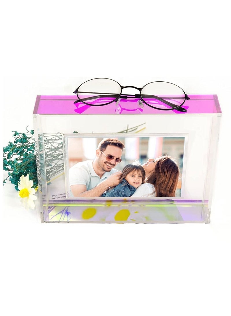 Acrylic Photo Frame 22 x 17 cm (8.7 x 6.7 inch), Double Sided Picture Frame with Magnetic, Clear Frameless Desktop Photo Block