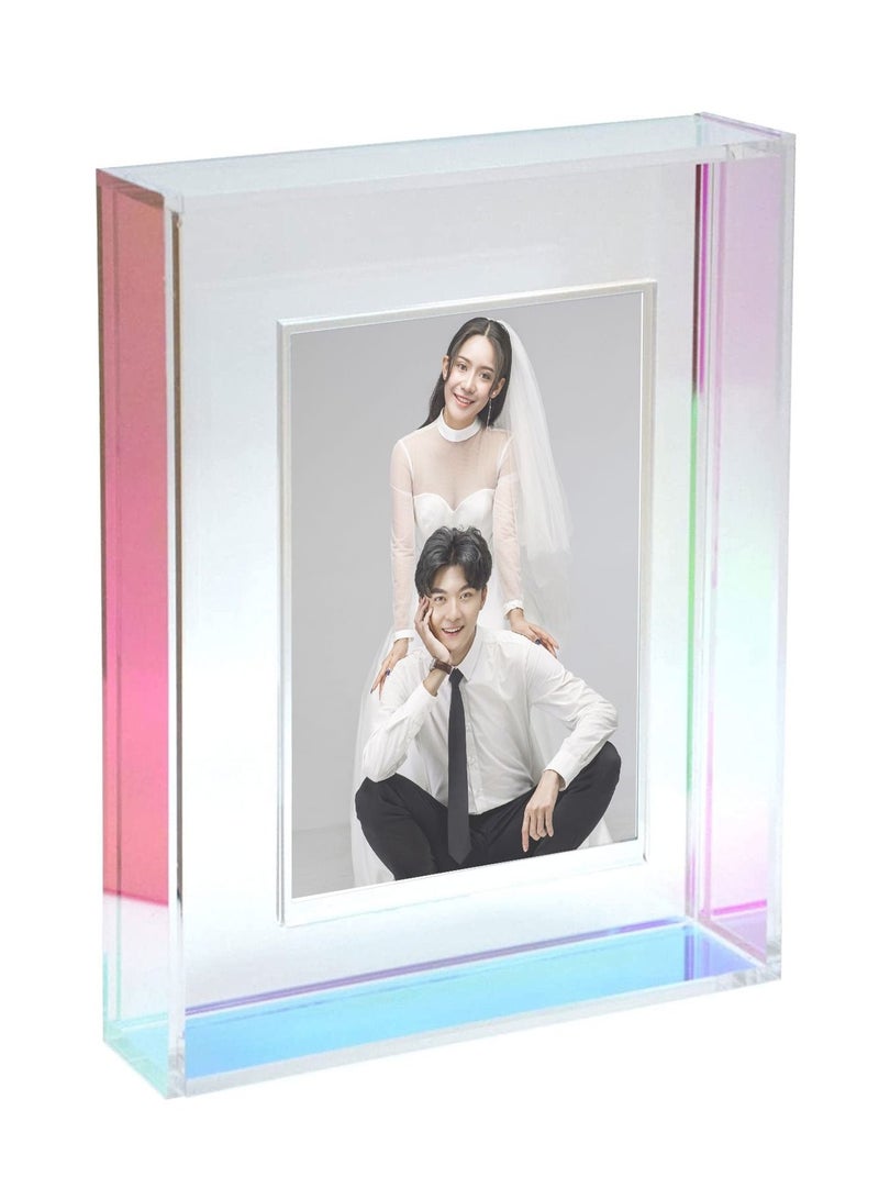 Acrylic Photo Frame 22 x 17 cm (8.7 x 6.7 inch), Double Sided Picture Frame with Magnetic, Clear Frameless Desktop Photo Block