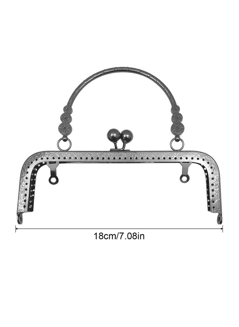 Purse Frame for Bag Making, 3 Pcs Metal Frame Purse DIY Craft Kiss Clasp Lock Coin Bag Square Retro Frame Clutch Frame Purse for Purse Making, DIY Handle Bag Sewing 18cm