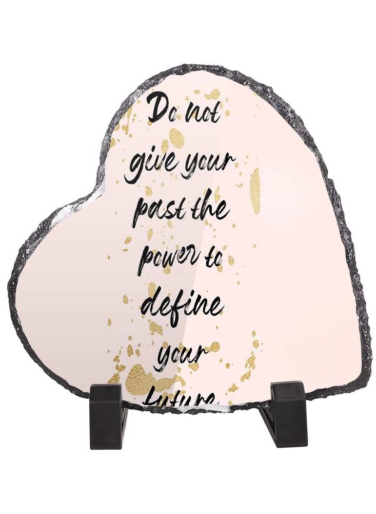 Protective Printed White Heart Shape Marble Photo Frame for Table Top Do Not Give Your Past The Power To Define Your Future
