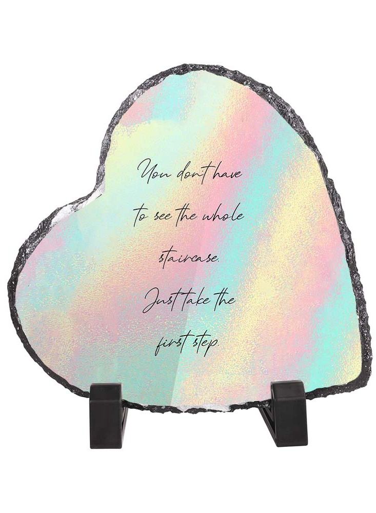 Protective Printed White Heart Shape Marble Photo Frame for Table Top You Don’t Have To See The Whole Staircase Just Take The First Step