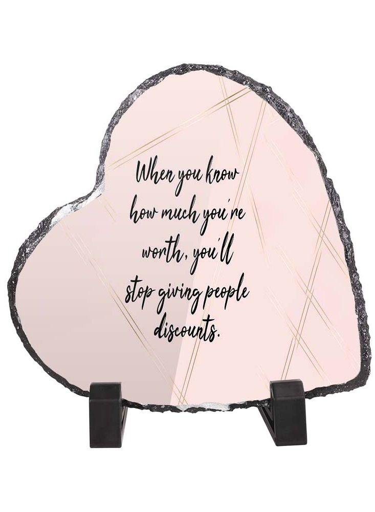 Protective Printed White Heart Shape Marble Photo Frame for Table Top When You Know How Much You Are Worth You Will Stop Giving People Discounts