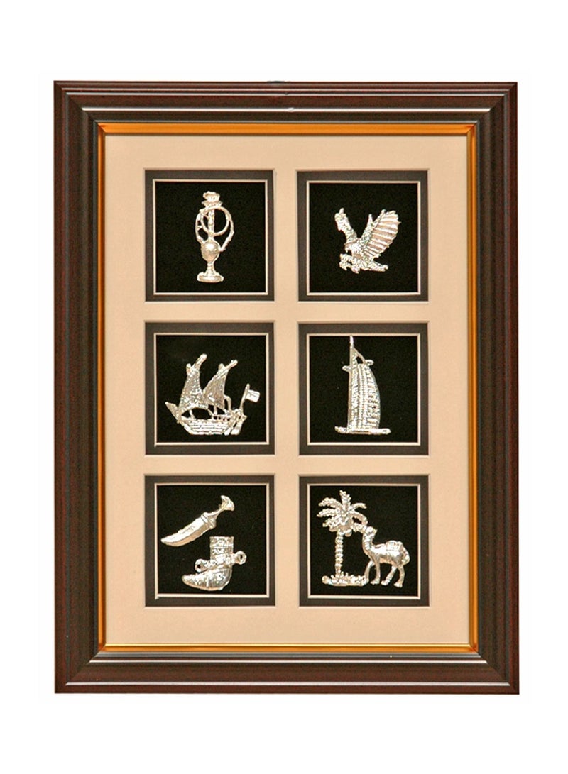 HANDMADE 6 DIFFERENT SILVER SOUVENIRS WITH FRAME 10X13INCHES-ONLINE027