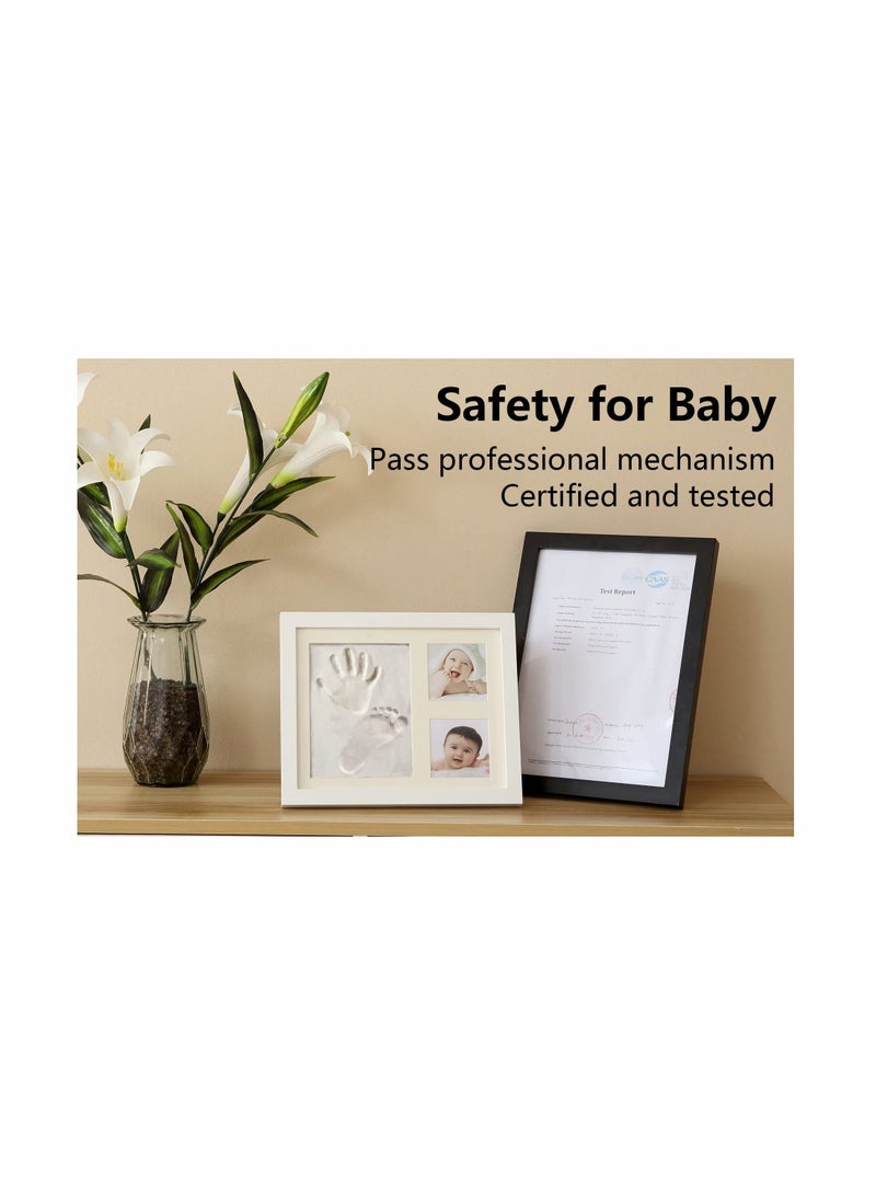 Footprint Handprint Kit Baby Photo Frame Clay for Newborn Girls and Boys Shower Gifts Registry New Parents Gift Perfect Memory Nursery Room Decoration