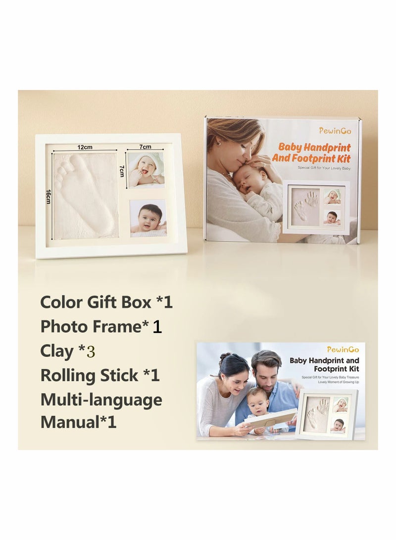 Footprint Handprint Kit Baby Photo Frame Clay for Newborn Girls and Boys Shower Gifts Registry New Parents Gift Perfect Memory Nursery Room Decoration