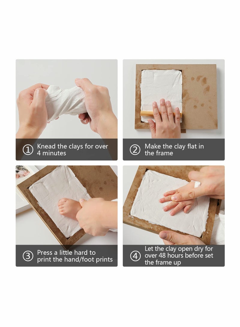 Footprint Handprint Kit Baby Photo Frame Clay for Newborn Girls and Boys Shower Gifts Registry New Parents Gift Perfect Memory Nursery Room Decoration