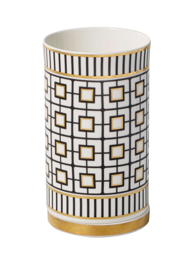 MetroChic Porcelain Tea Light Holder White/Black/Yellow 7.3cm