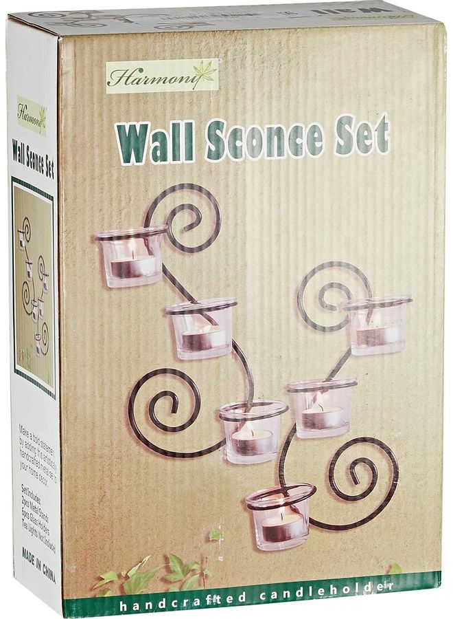 2-Piece Wall Candle Holder Black One Size