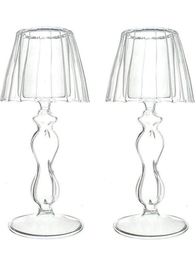 2-Piece Decorative Candle Holder Set Clear 7.5inch