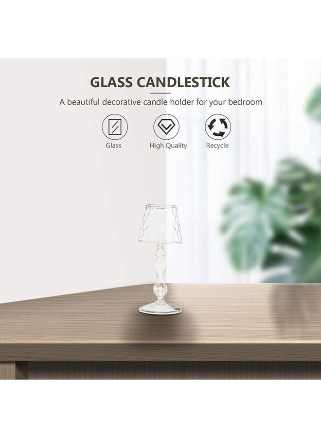 2-Piece Decorative Candle Holder Set Clear 7.5inch