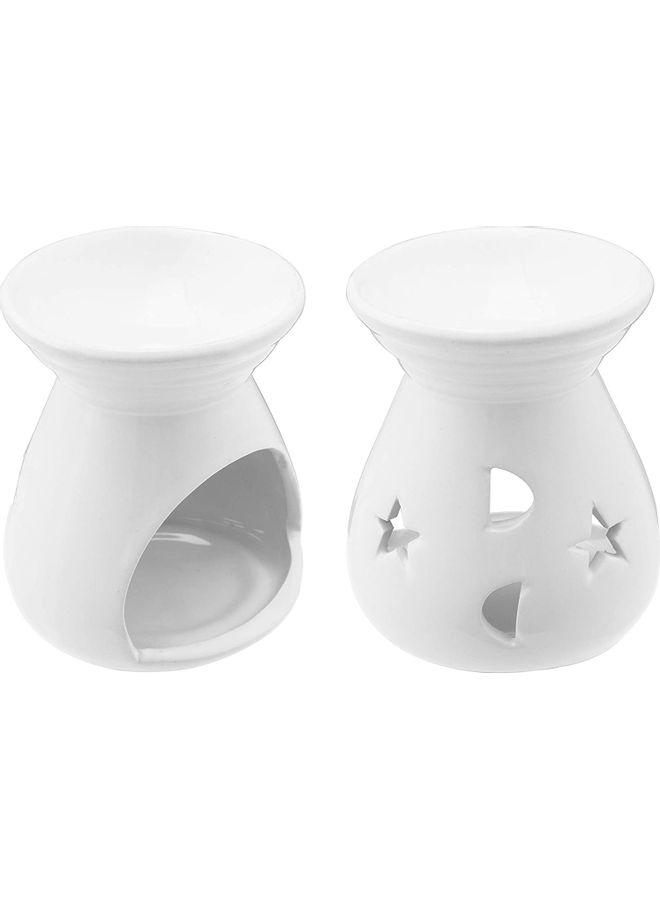 Pack Of 2 Ceramic Aromatherapy Candle Holder White 3.25x2.75inch