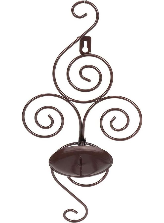 Iron Hanging Wall Candle Holder Brown 38x18cm