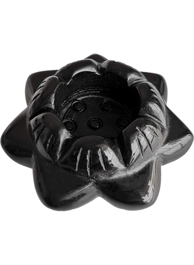 Lotus Flower Carved Candle Holder Black One Size