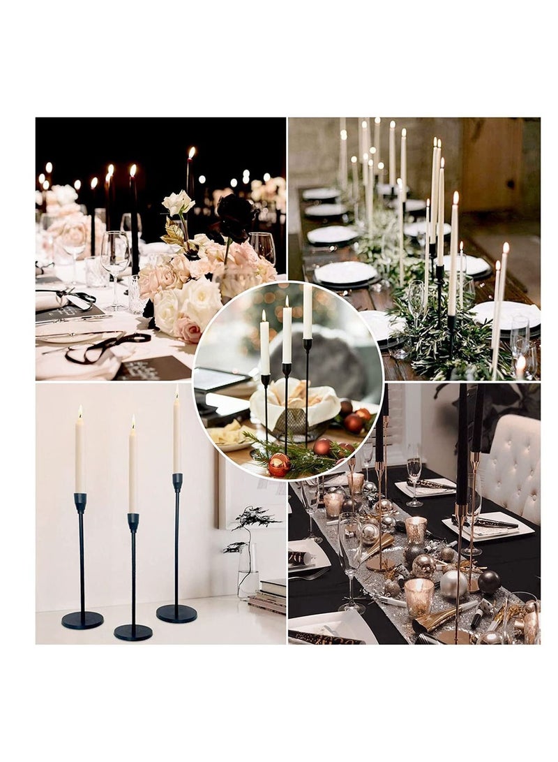 Set of 3 Black Taper Candlestick Holders | elegant decorative for dinner party wedding good gift
