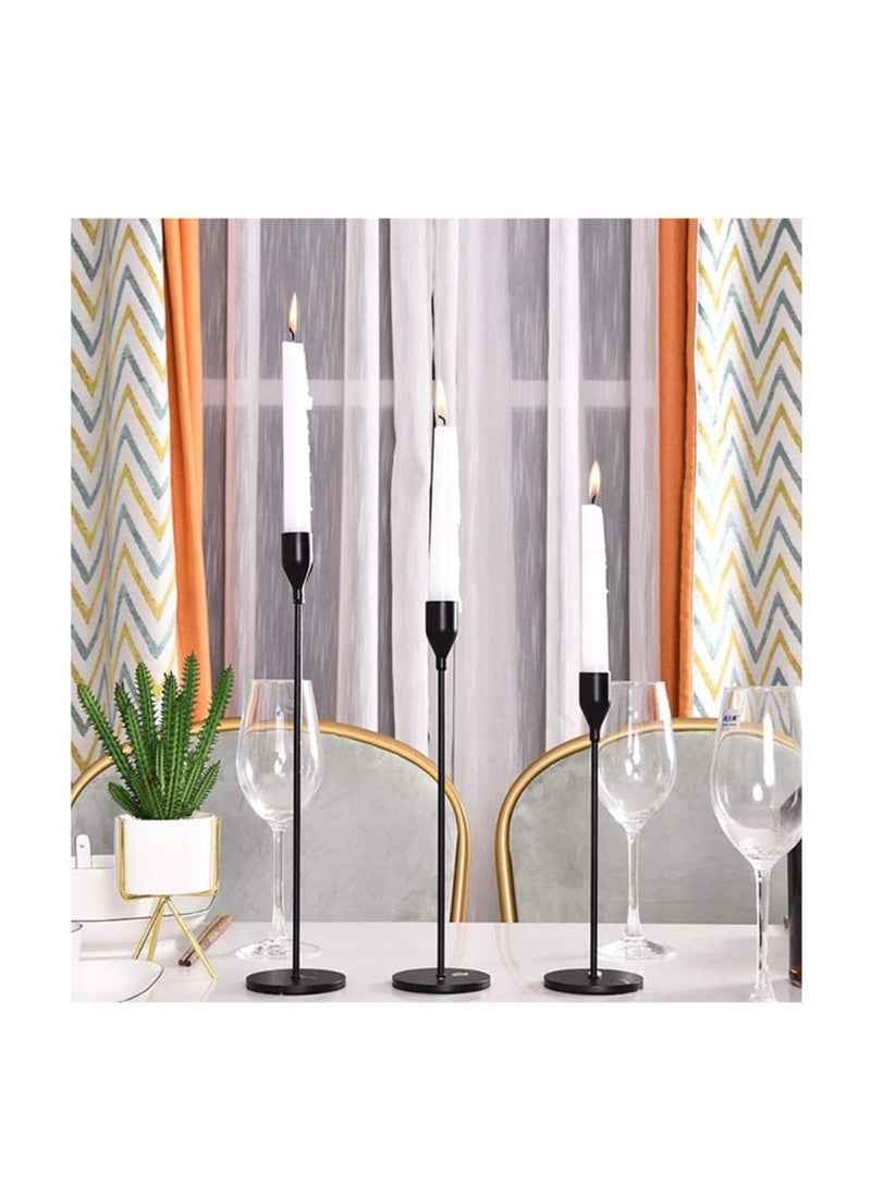 Set of 3 Black Taper Candlestick Holders | elegant decorative for dinner party wedding good gift