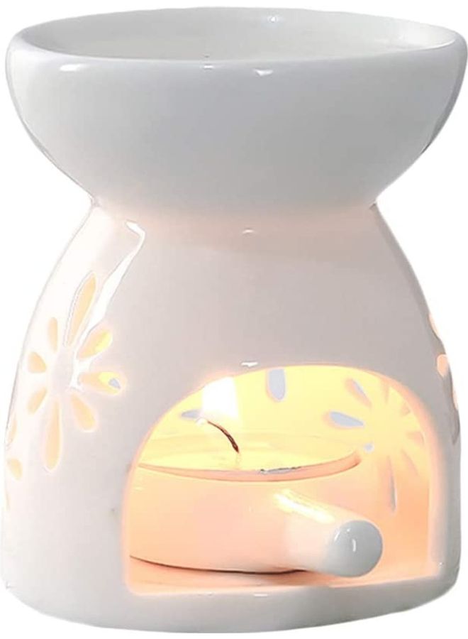 2-Piece Ceramic Oil Burner With Candle Holder Set White One Size