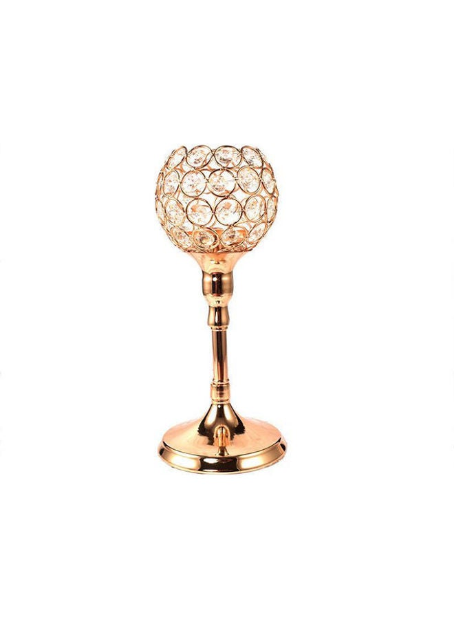 Crystal Pattern Candle Holder Stand Gold 25x10cm