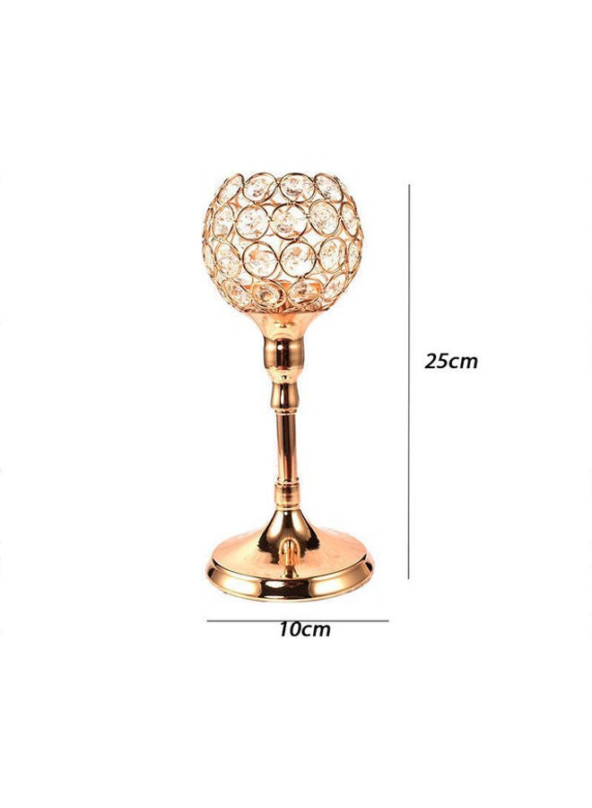 Crystal Pattern Candle Holder Stand Gold 25x10cm