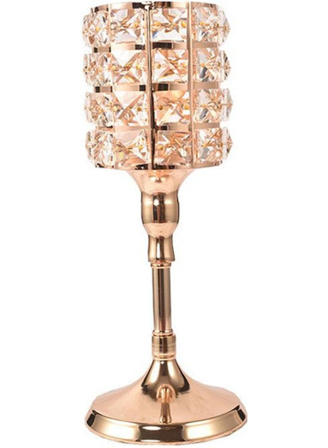 Crystal Pattern Candle Holder Stand Gold 28x10cm