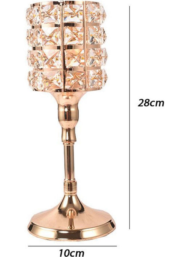 Crystal Pattern Candle Holder Stand Gold 28x10cm
