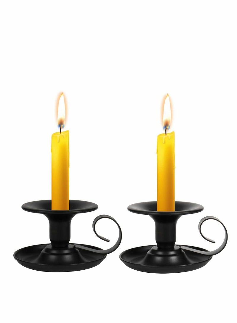 Taper Candle Stick Holder, Retro Iron Simple Black Candlestick Holders Candlelight Stand for Party Wedding Table Home Decoration 2Pcs