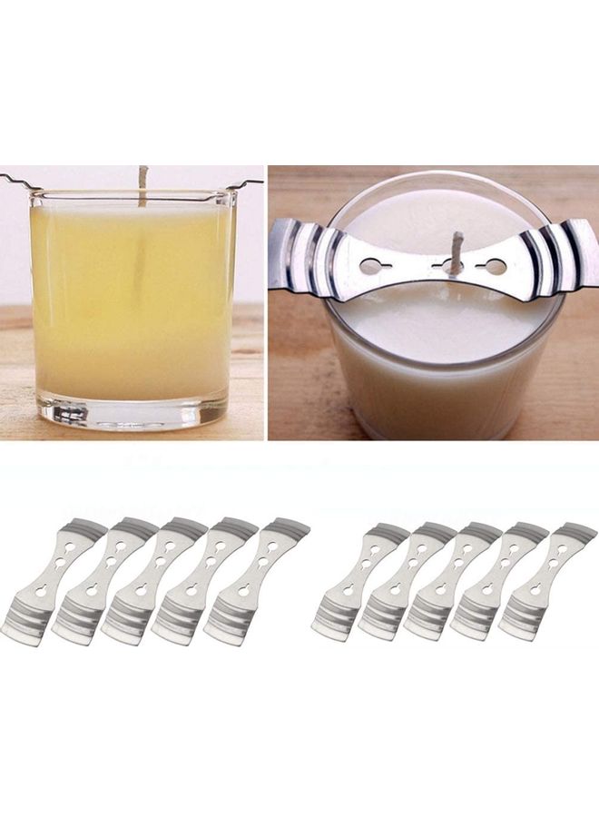 8-Pieces Metal Candle Wick Centering Devices Silver One Size