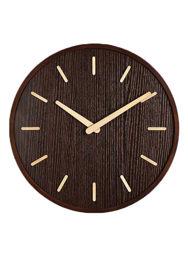 Round Shape Decorative Wall Clock Brown 14inch